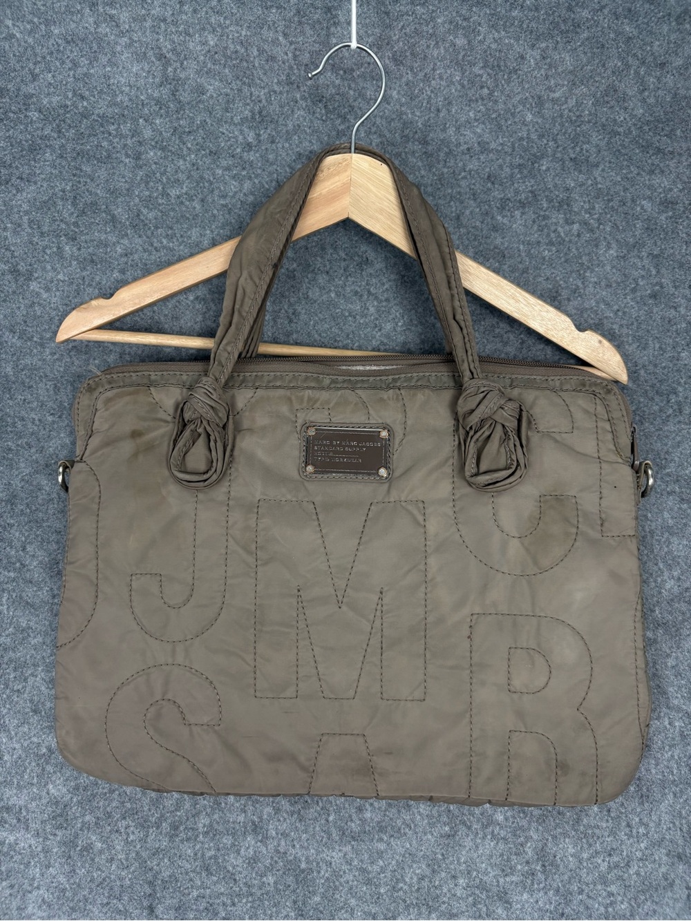 Marc by Marc Jacobs Standard Supply Nylon Workwear Laptop Tote Bag Olive Y2K